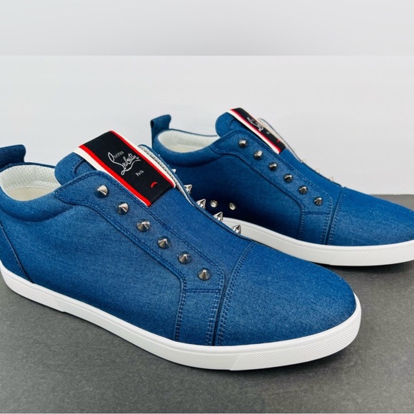 Christian Louboutin F.A.V Fique A Vontade Denim Spike Sneakers EU 38 - US 8 - Picture 11 of 11
